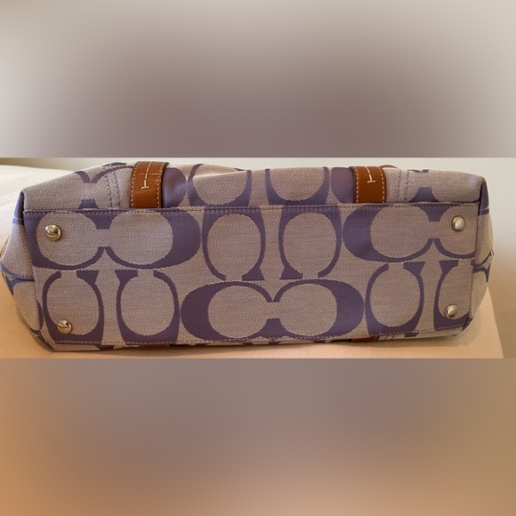 Coach Tote Bag Purse Purple Monogram Canvas Leather J0860-F13096 Large Size Rare - Picture 7 of 7